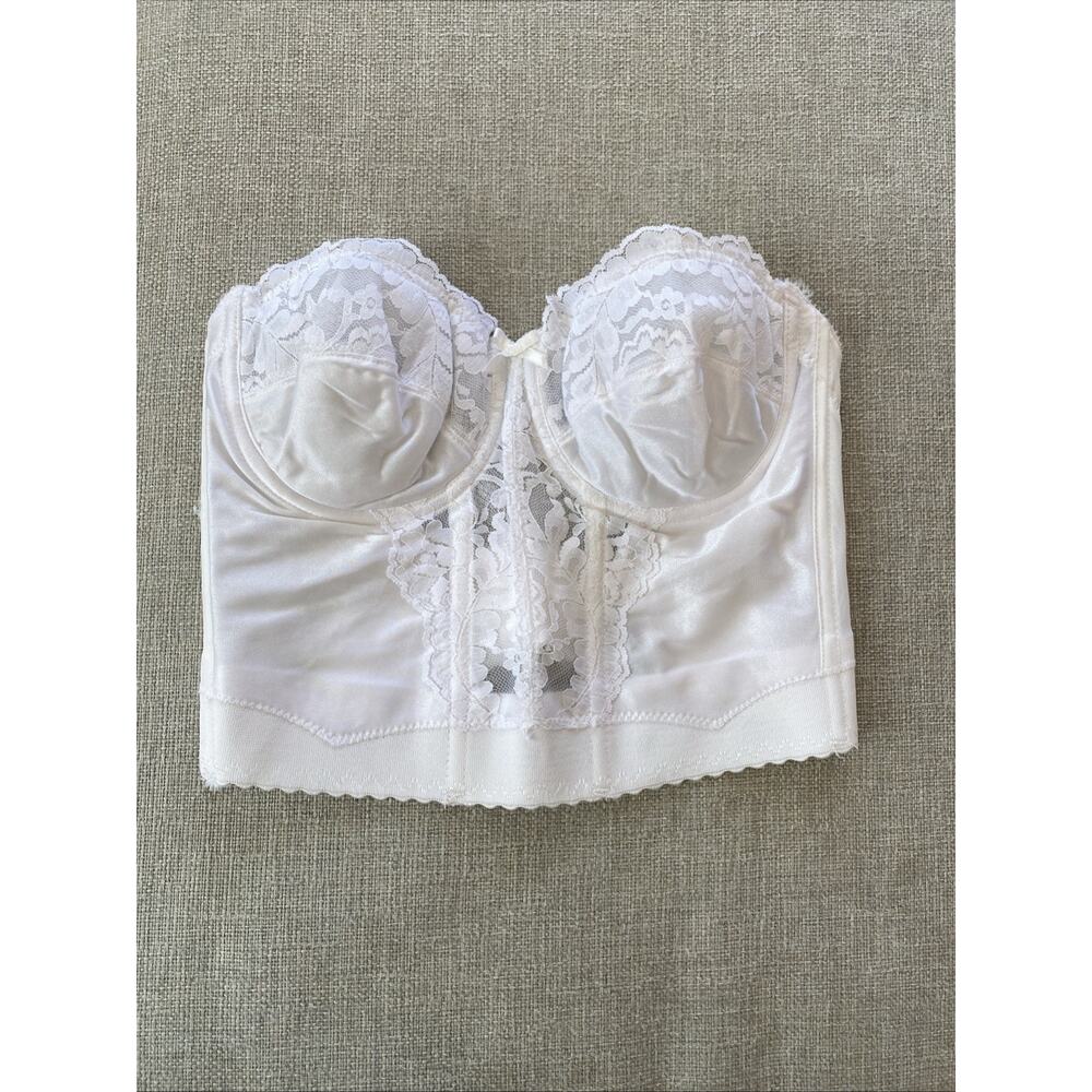 Vintage Vassarette 36 B Bustier Corset Bra Lace White Strapless Runs Small 26”